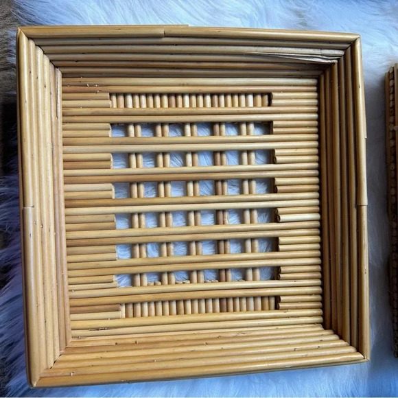 1970s Square Bamboo Stacking Baskets - Picture 7 of 15